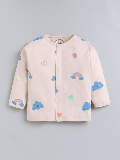 Beige Graphic Cotton Full Sleeve Night Suit