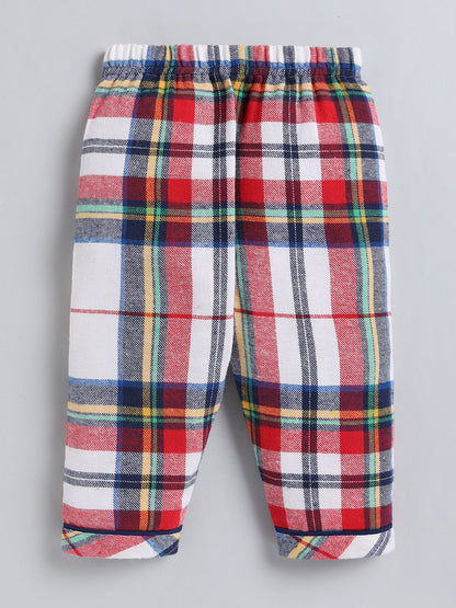 Red Checked Cotton Full Sleeve Night Suit
