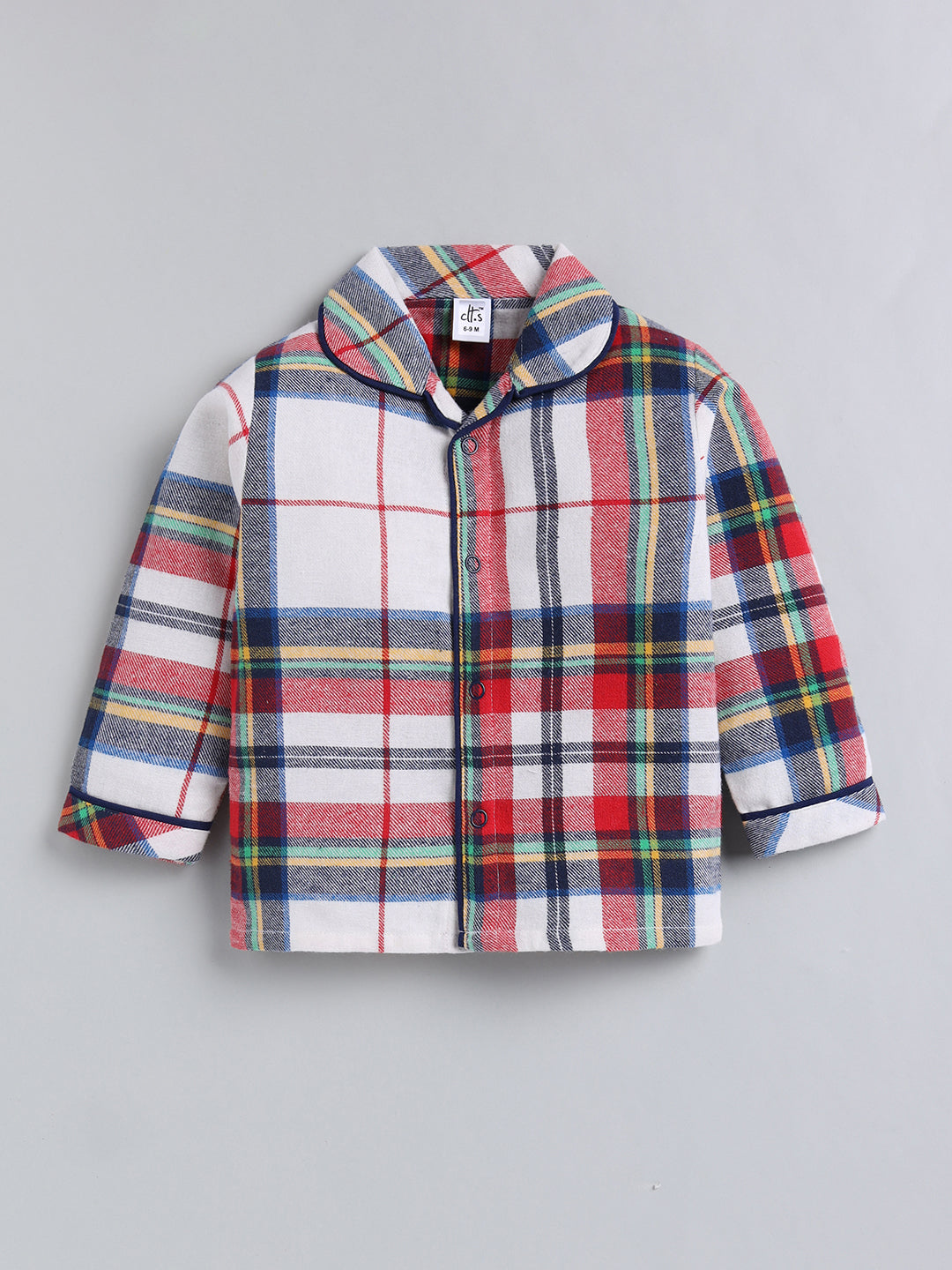 Red Checked Cotton Full Sleeve Night Suit