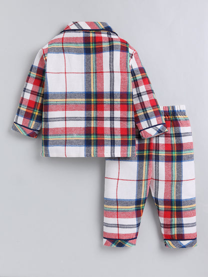 Red Checked Cotton Full Sleeve Night Suit