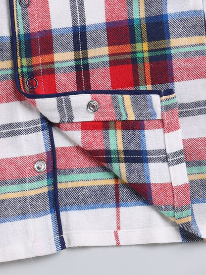 Red Checked Cotton Full Sleeve Night Suit