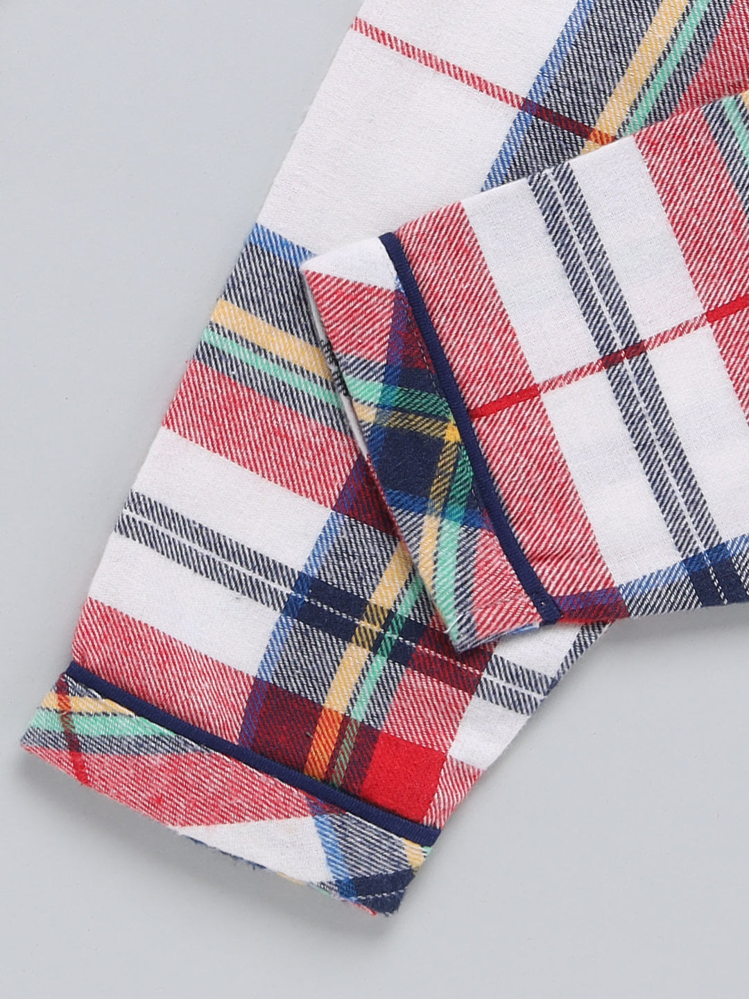 Red Checked Cotton Full Sleeve Night Suit