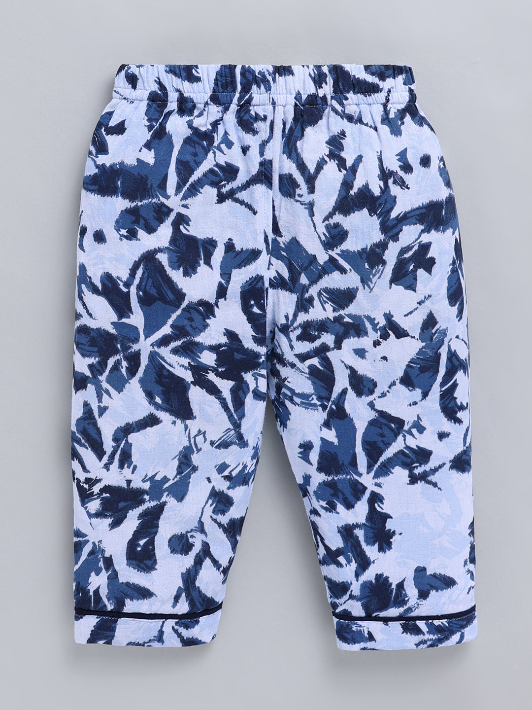 Blue Floral Cotton Full Sleeve Night Suit