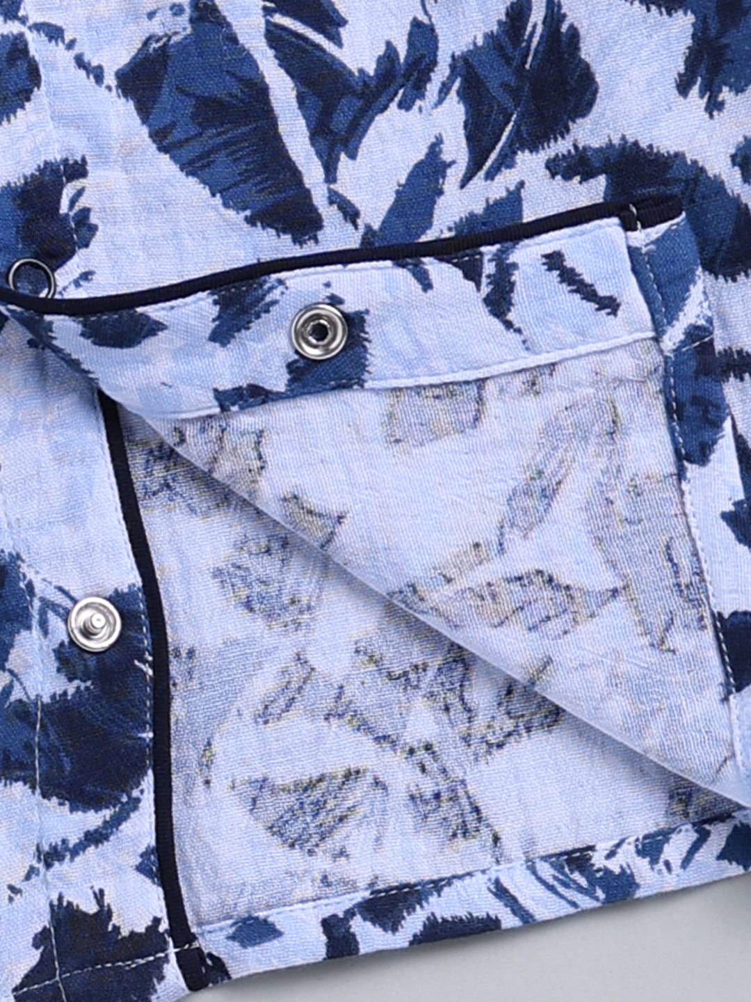 Blue Floral Cotton Full Sleeve Night Suit