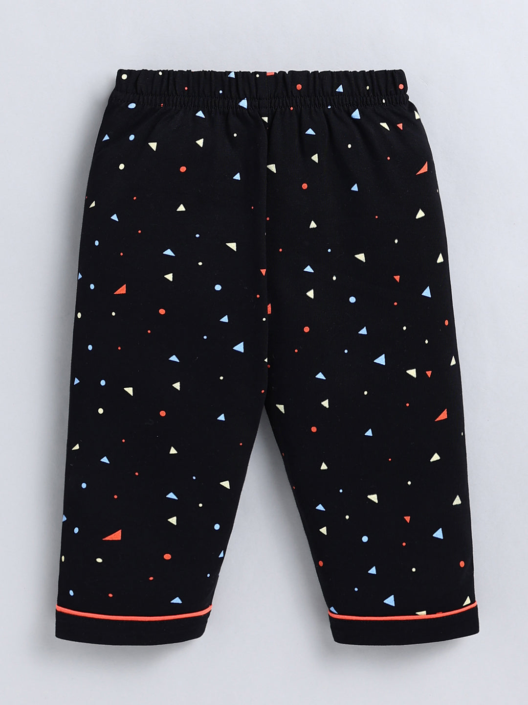 Black Typography Cotton Full Sleeve Night Suit