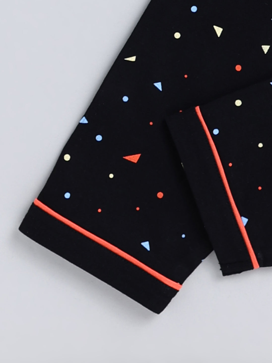Black Typography Cotton Full Sleeve Night Suit