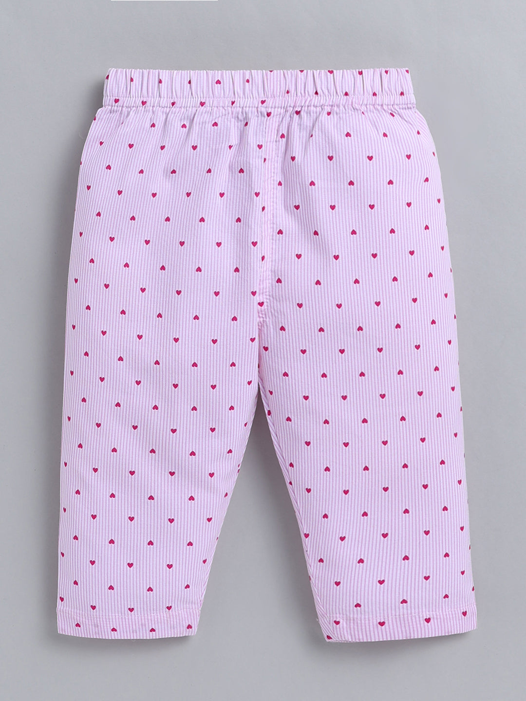 Pink "Hearts" Cotton Full Sleeve Night Suit