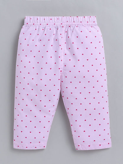 Pink "Hearts" Cotton Full Sleeve Night Suit