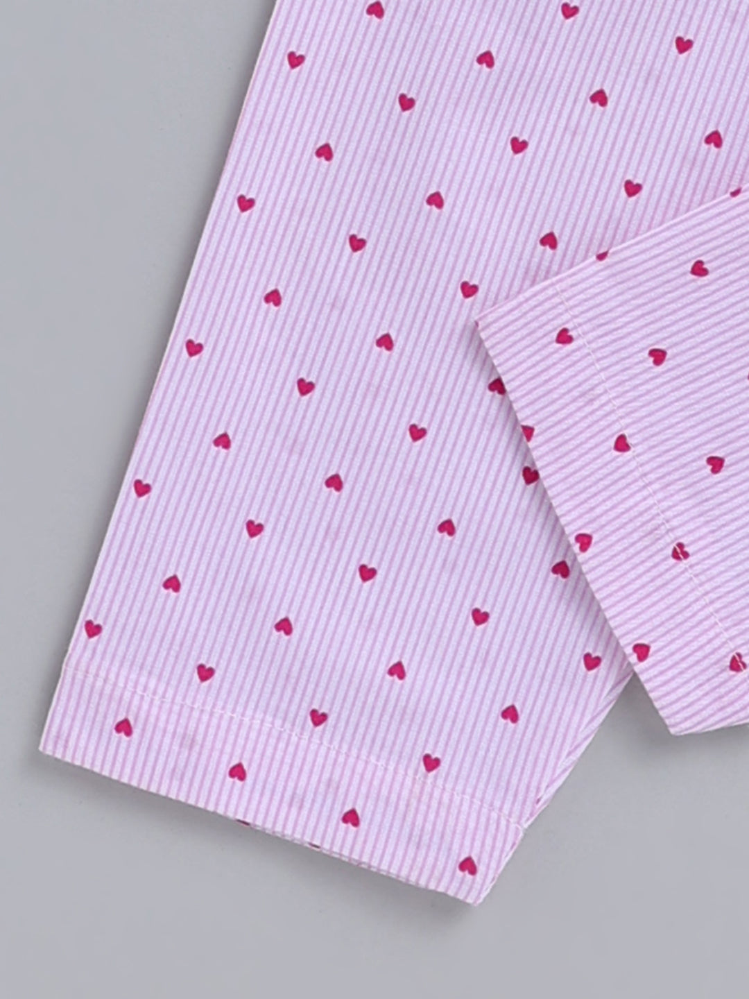 Pink "Hearts" Cotton Full Sleeve Night Suit