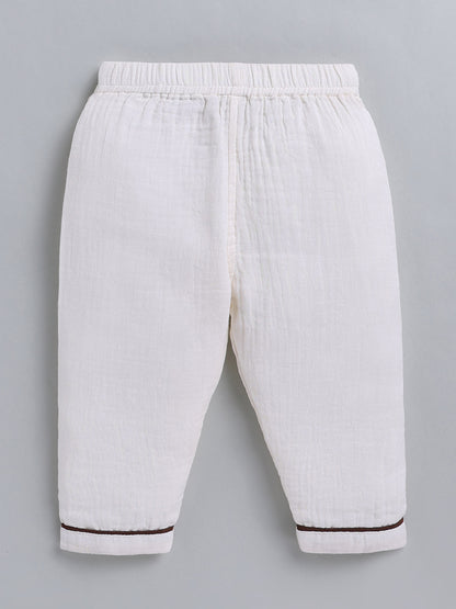 Off White Typography Cotton Full Sleeve Night Suit
