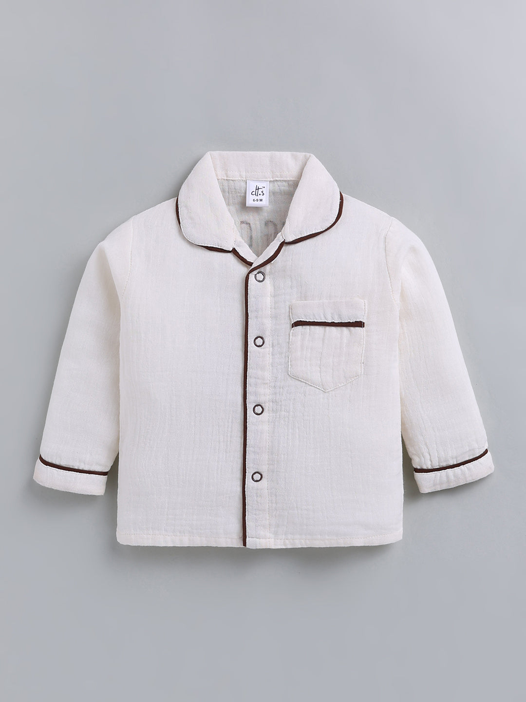 Off White Typography Cotton Full Sleeve Night Suit