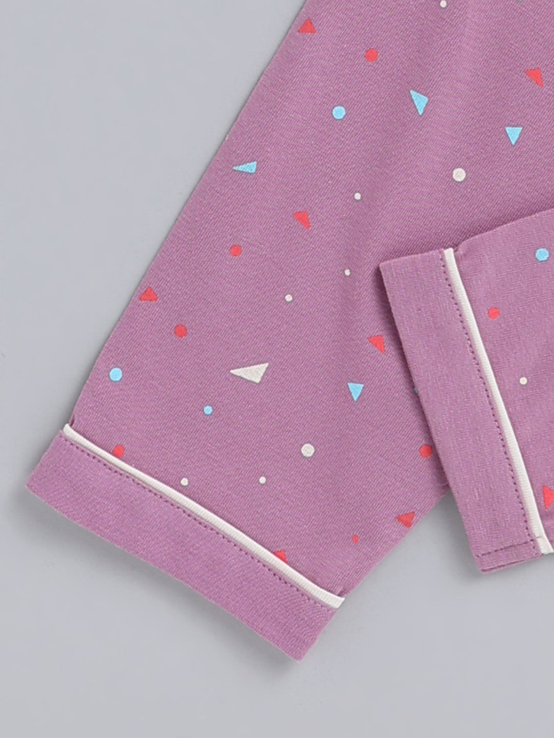 Purple Typography Cotton Full Sleeve Night Suit
