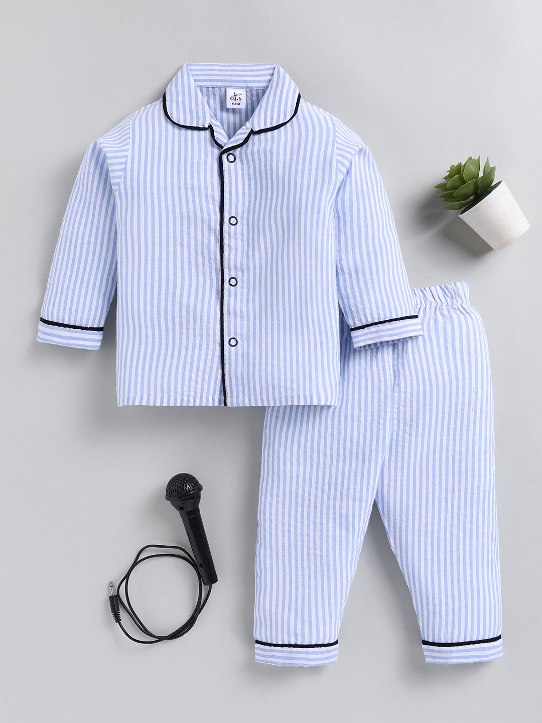 "Best Bro" Blue Cotton Full Sleeve Night Suit