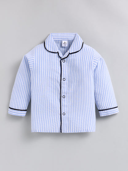 "Best Bro" Blue Cotton Full Sleeve Night Suit
