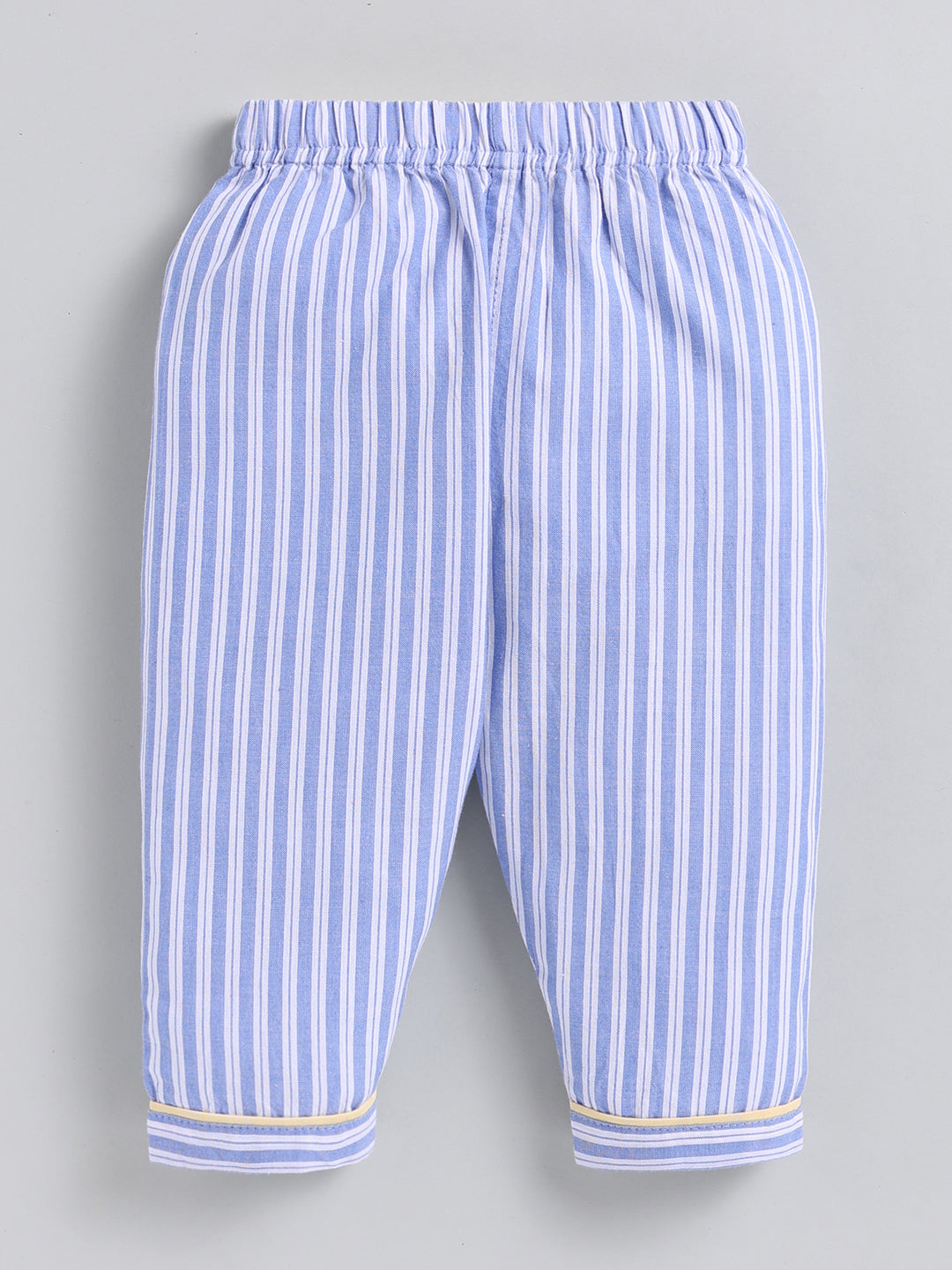 Blue Striped Cotton Full Sleeve Night Suit