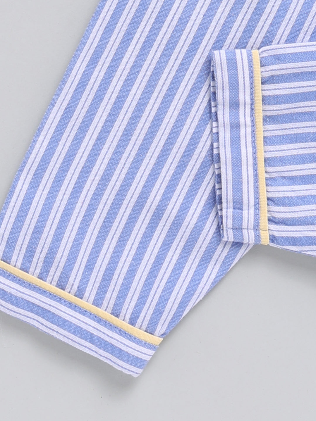 Blue Striped Cotton Full Sleeve Night Suit
