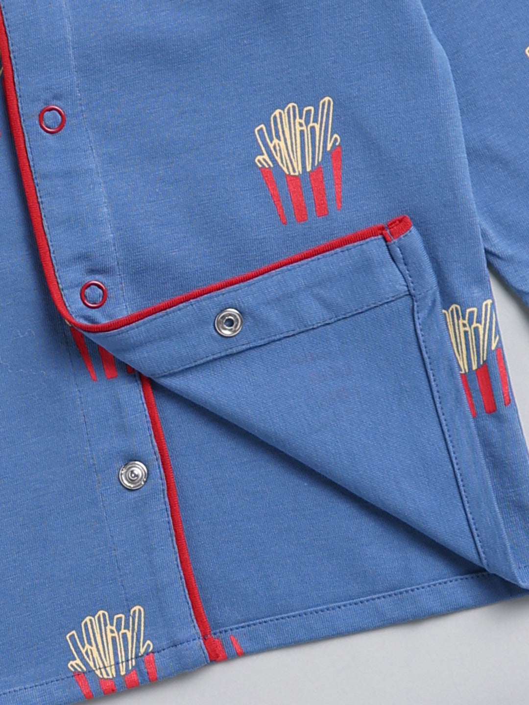 Blue 'Fried' Cotton Full Sleeve Night Suit