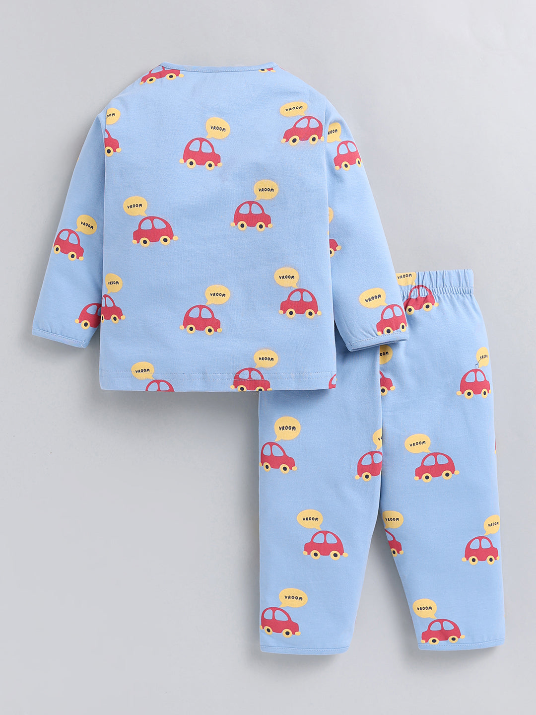 Blue Car Print Cotton Full Sleeve Night Suit