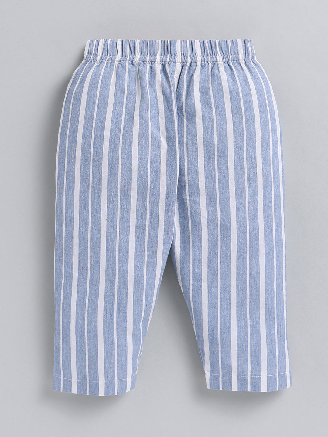 Blue Striped Cotton Full Sleeve Night Suit