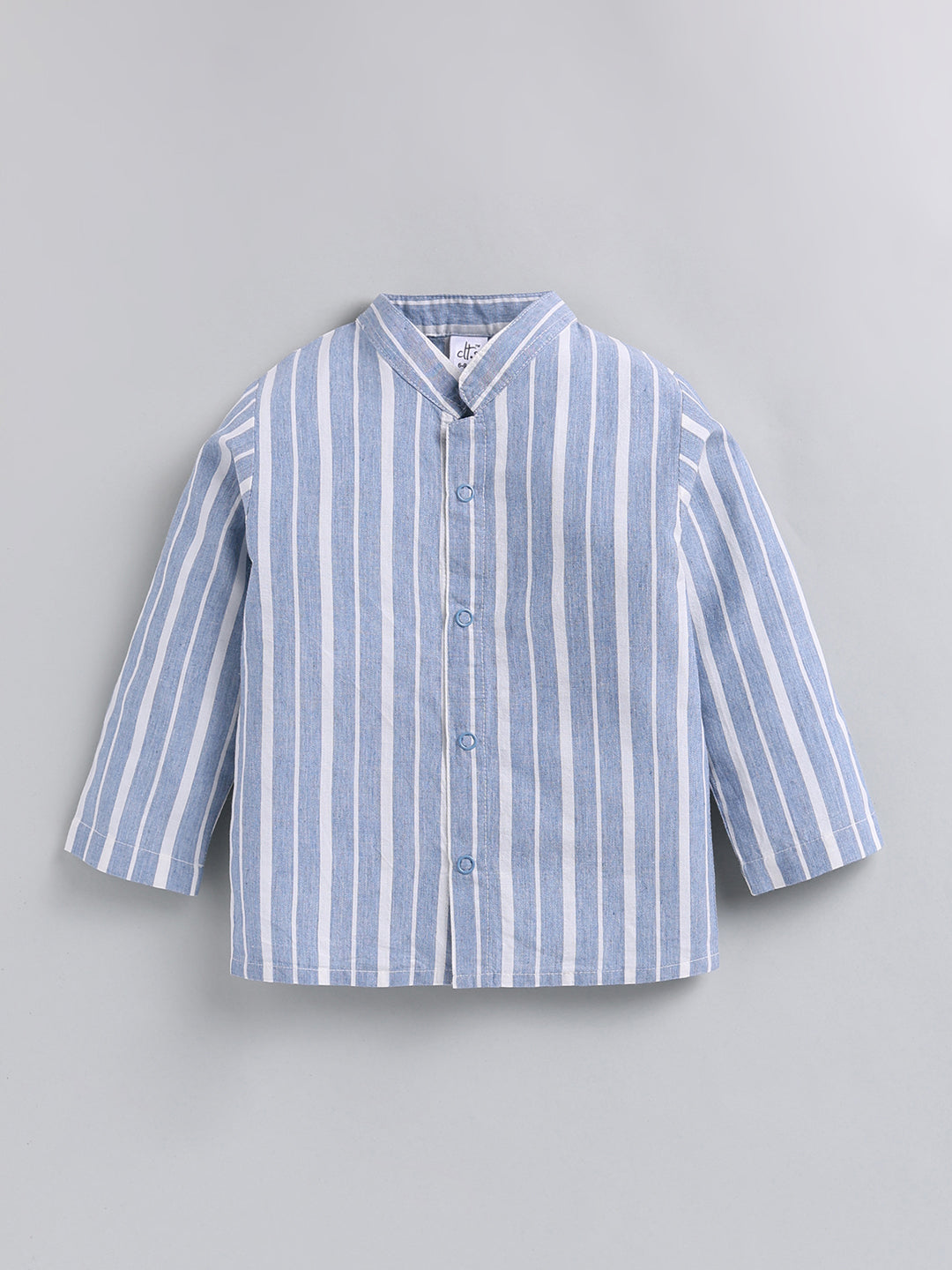 Blue Striped Cotton Full Sleeve Night Suit