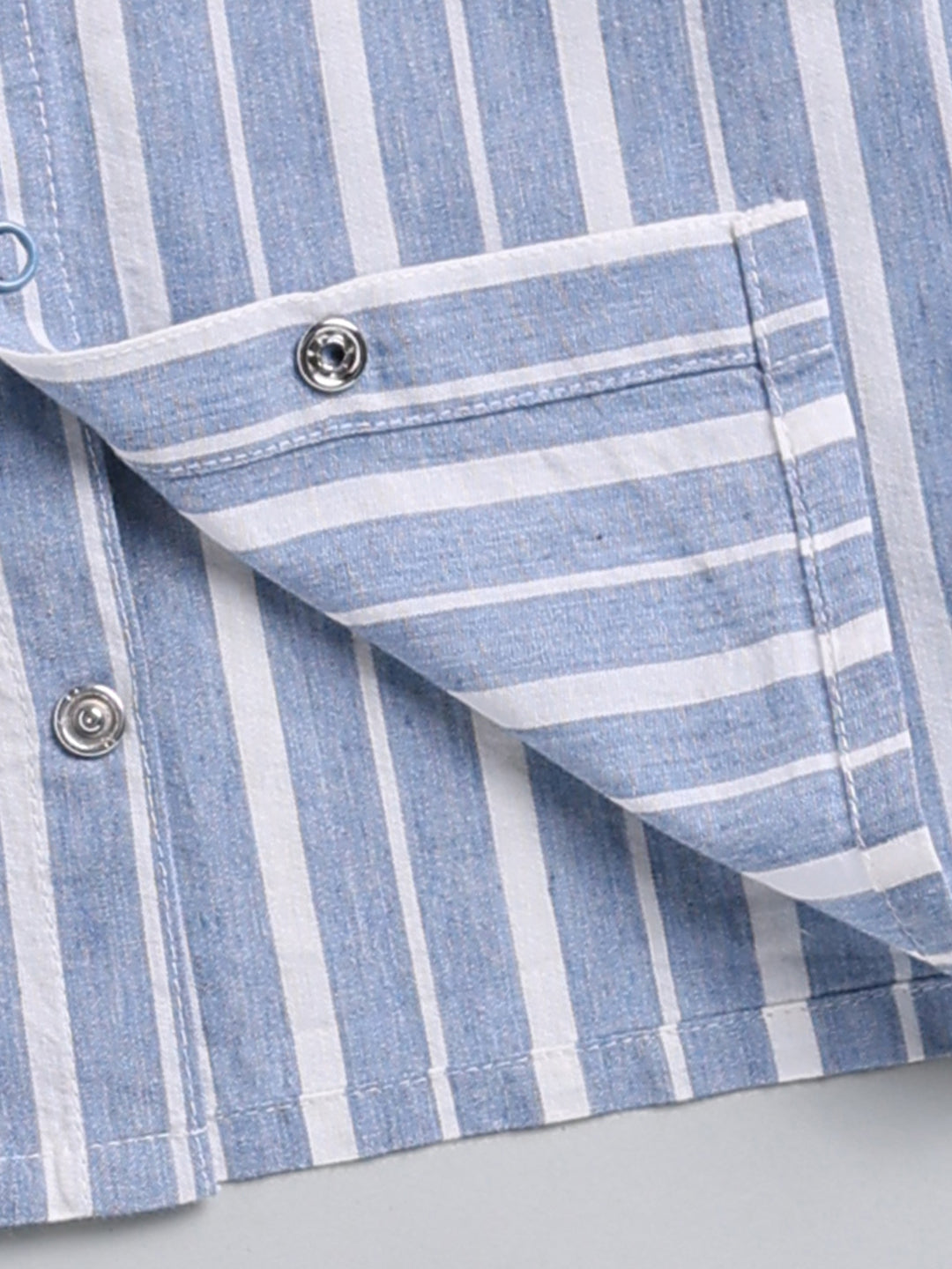 Blue Striped Cotton Full Sleeve Night Suit