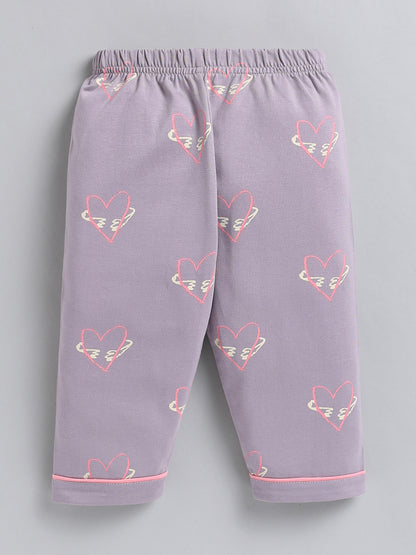 Grey Typography Cotton Full Sleeve Night Suit