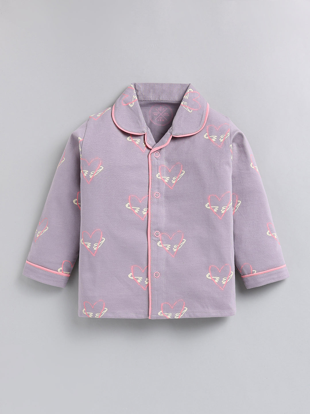 Grey Typography Cotton Full Sleeve Night Suit