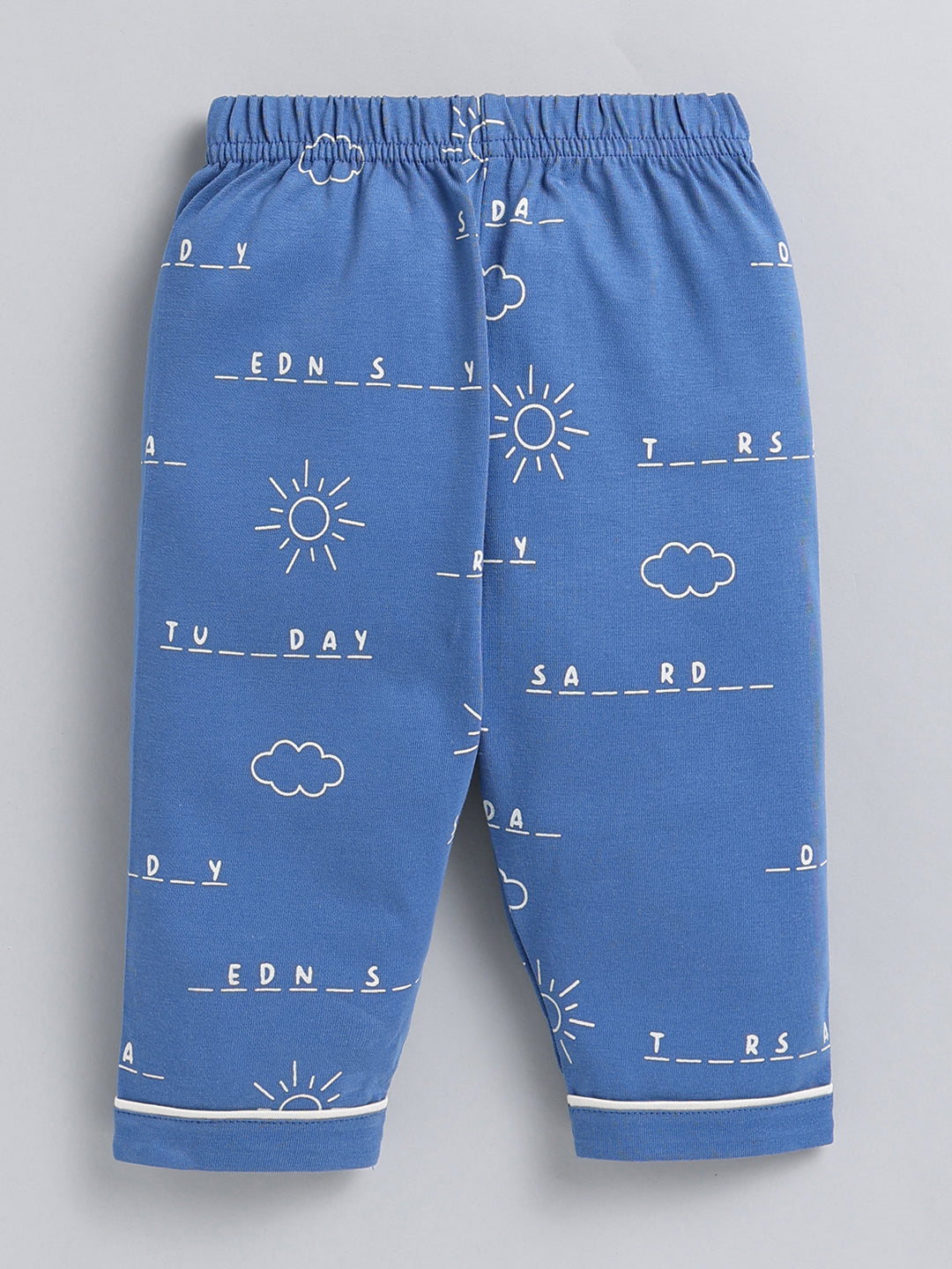 Blue Typography Cotton Full Sleeve Night Suit