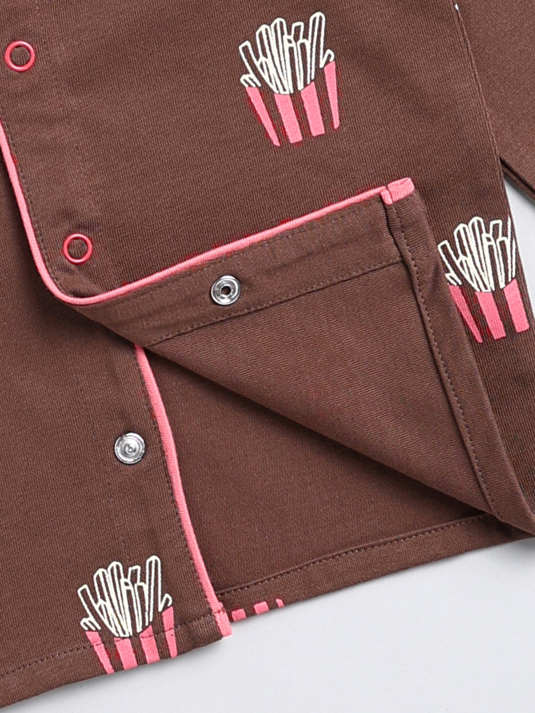 Brown 'Fried' Cotton Full Sleeve Night Suit