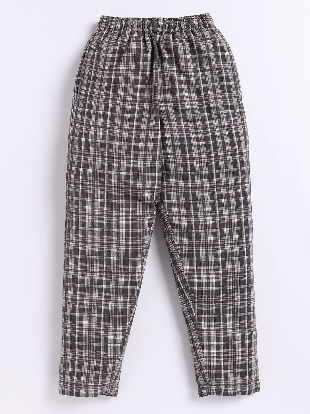 Black Checked Cotton Full Sleeve Night Suit