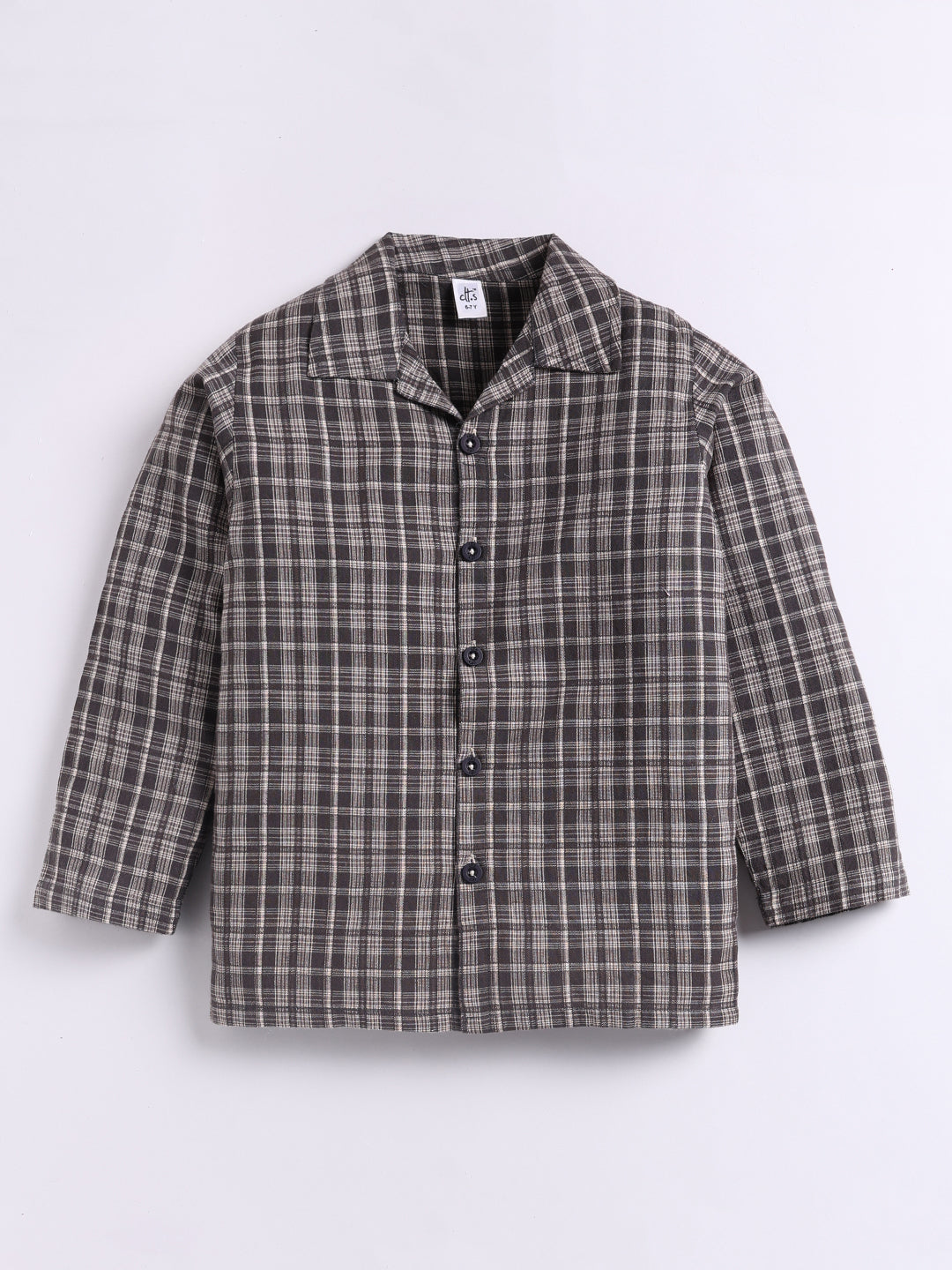 Black Checked Cotton Full Sleeve Night Suit
