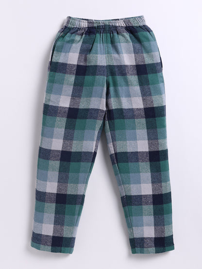 Green Checked Flannel Cotton Full Sleeve Night Suit