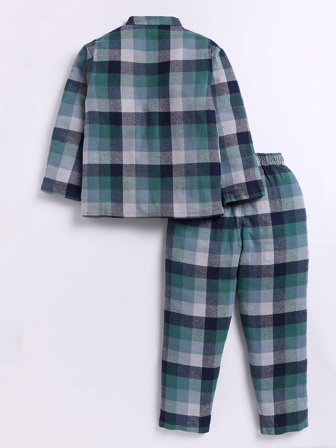 Green Checked Flannel Cotton Full Sleeve Night Suit