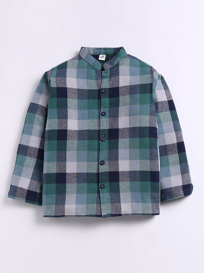 Green Checked Flannel Cotton Full Sleeve Night Suit