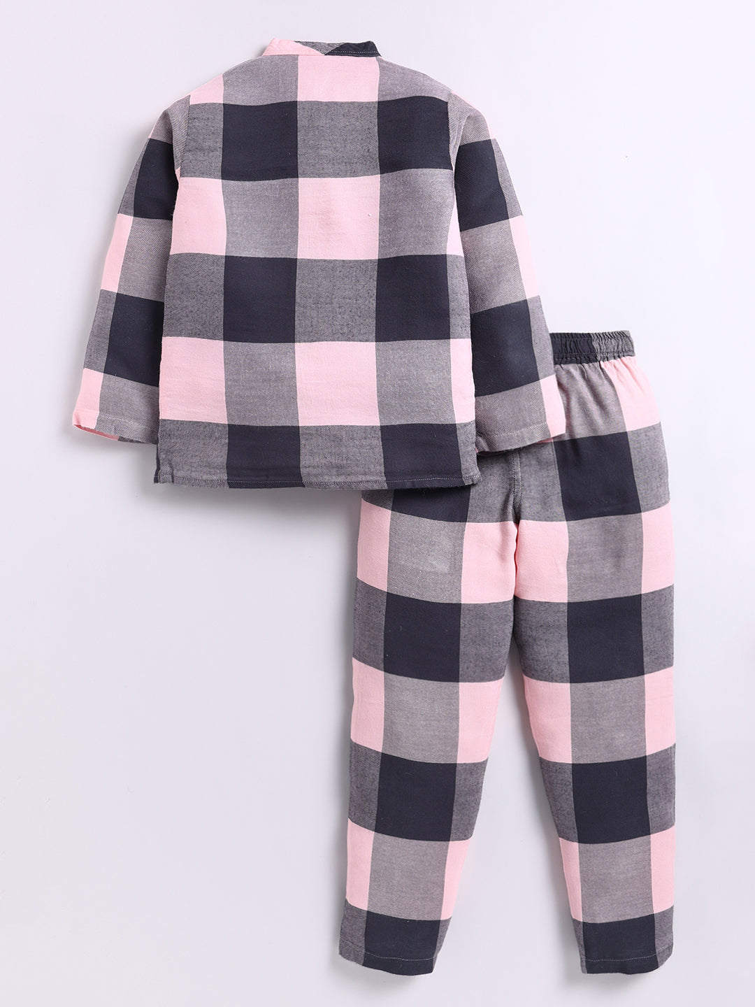 Pink Striped Cotton Full Sleeve Night Suit