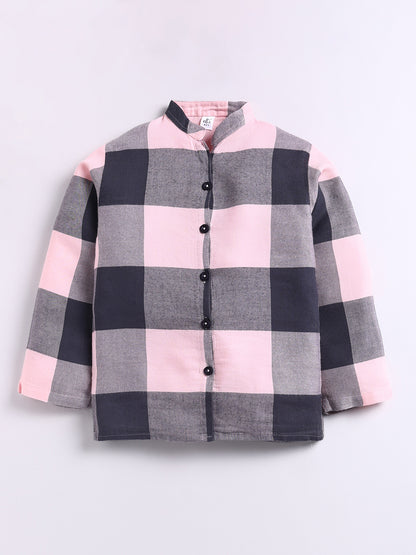 Pink Striped Cotton Full Sleeve Night Suit