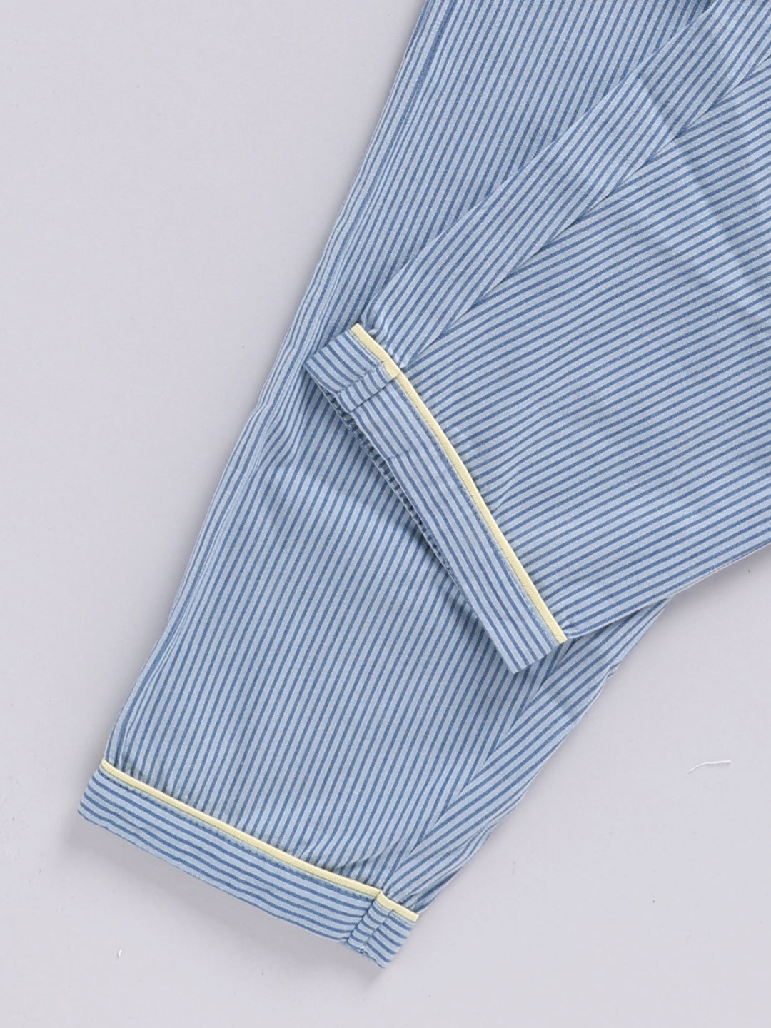 Blue Striped Cotton Full Sleeve Night Suit