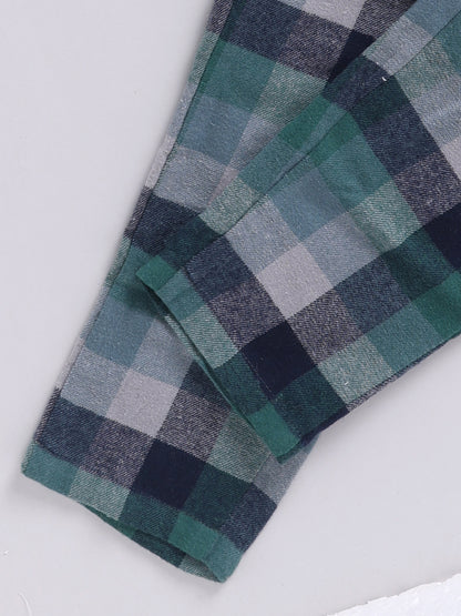 Green Checked Flannel Cotton Full Sleeve Night Suit