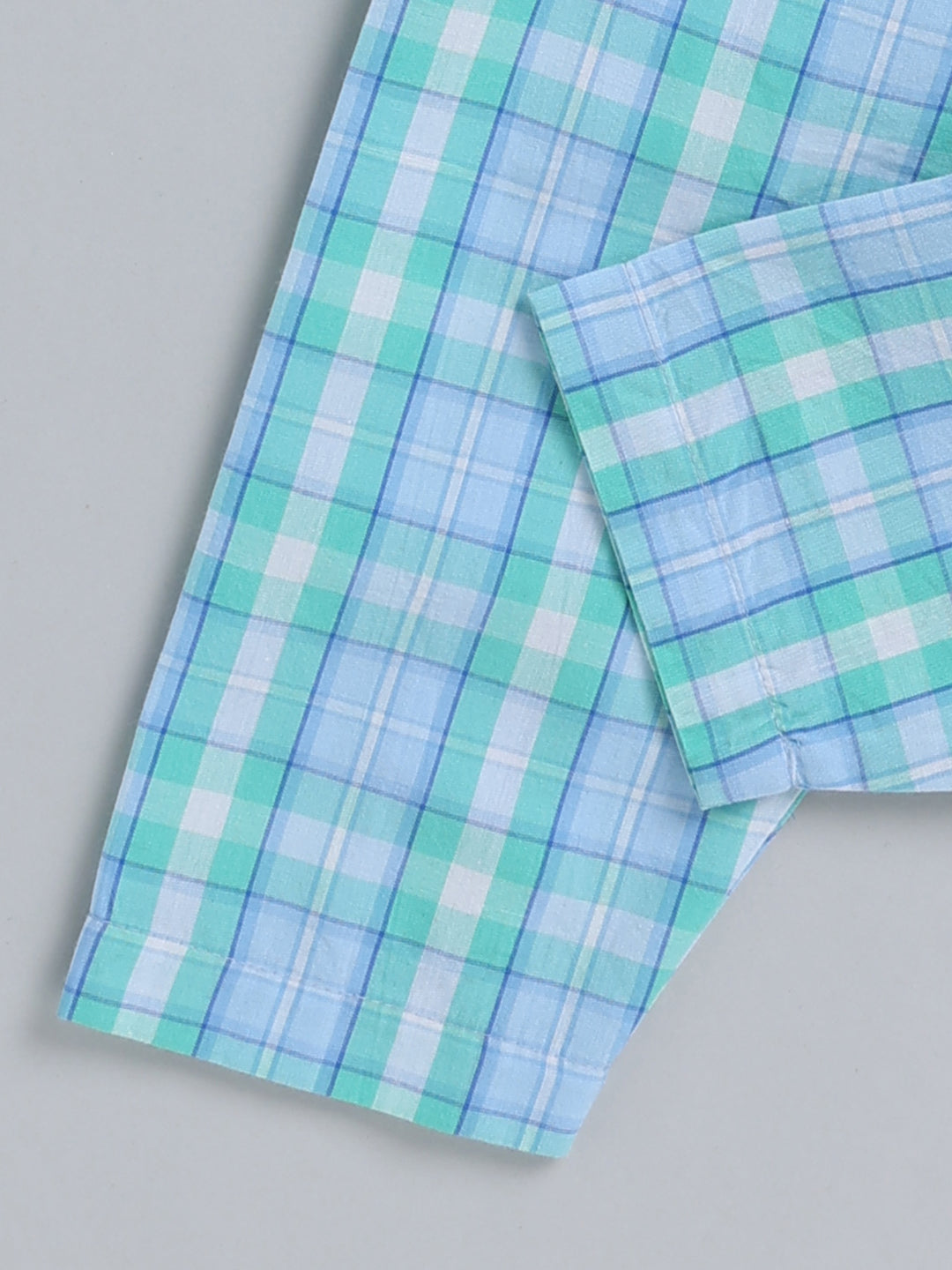 Blue Checked Cotton Full Sleeve Night Suit