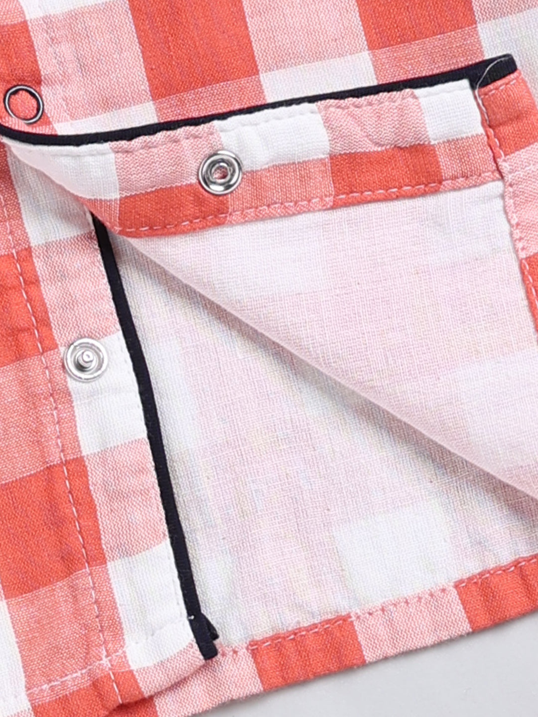 Rust Checked Cotton Full Sleeve Night Suit