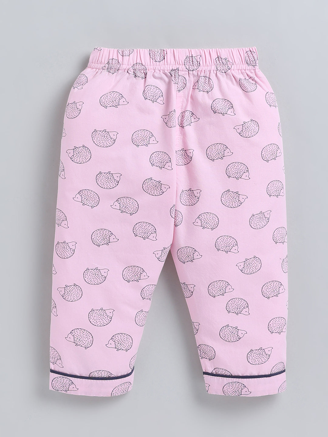 Pink Animal Print Cotton Full Sleeve Night Suit