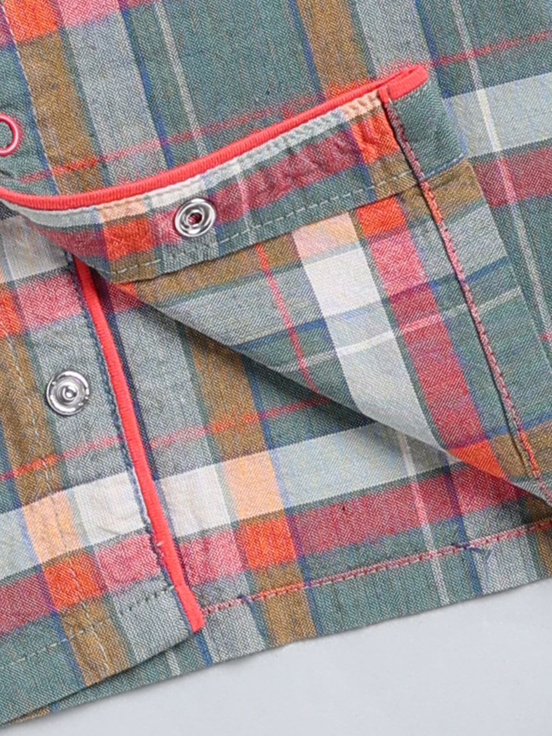 Green Checked Cotton Full Sleeve Night Suit