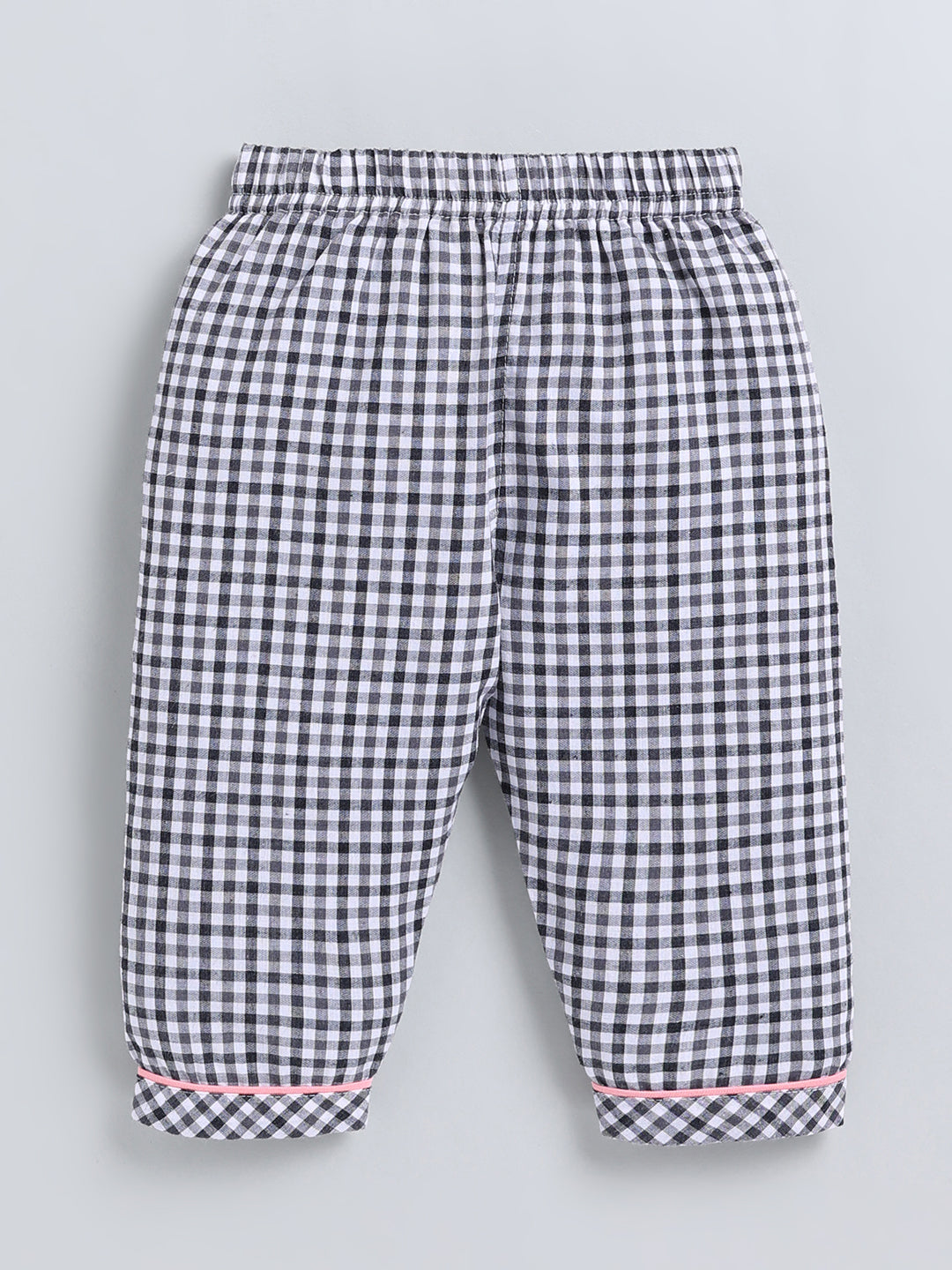 Black Checked Cotton Full Sleeve Night Suit