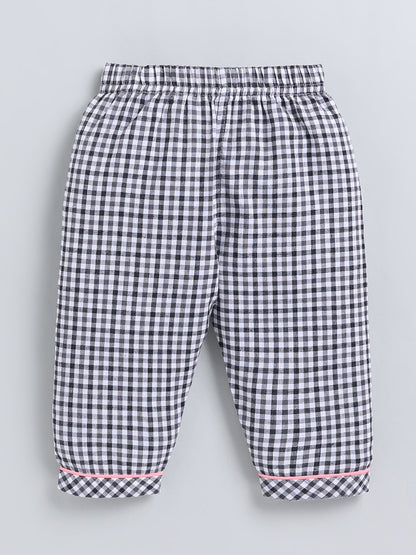 Black Checked Cotton Full Sleeve Night Suit