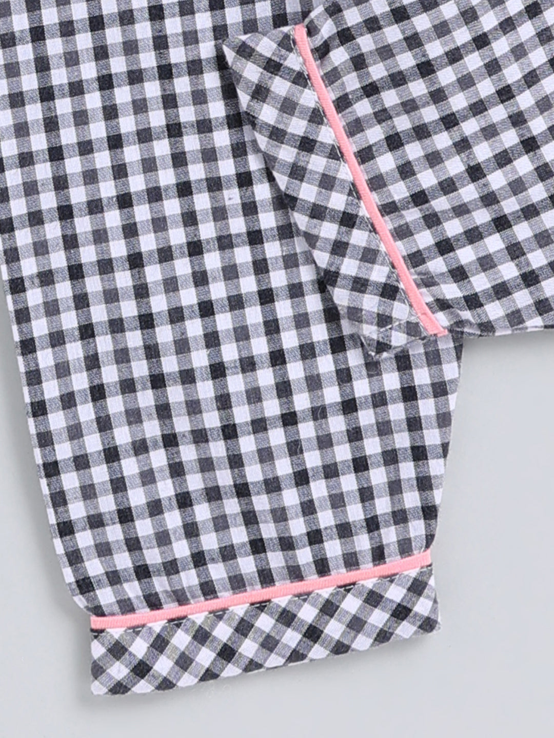 Black Checked Cotton Full Sleeve Night Suit