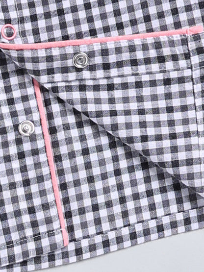 Black Checked Cotton Full Sleeve Night Suit