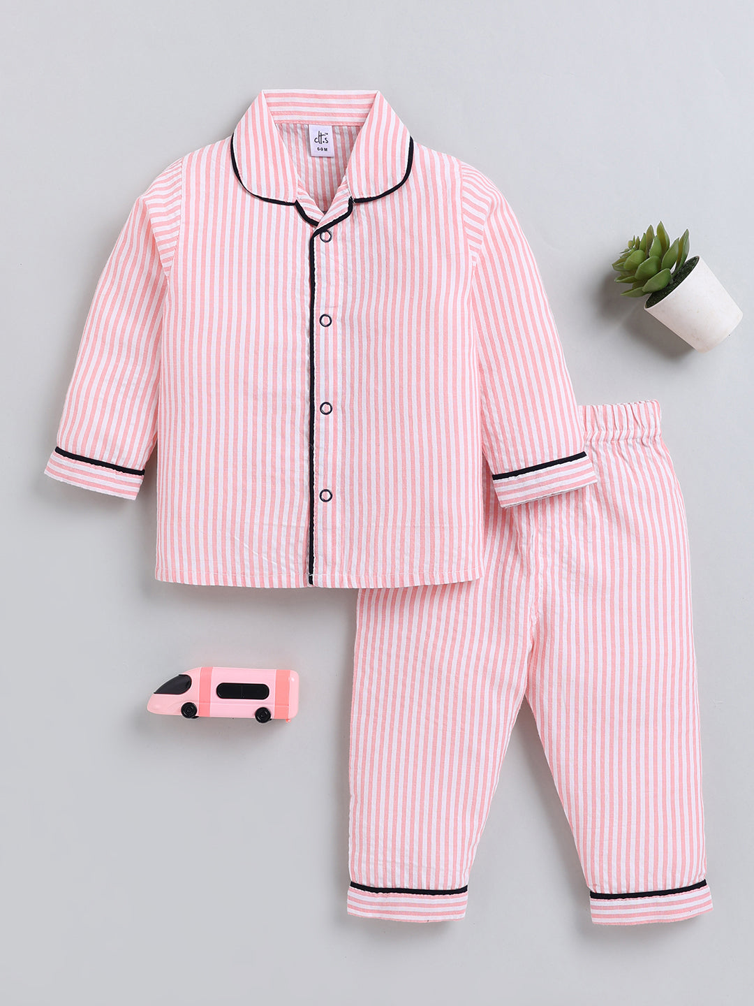 "Super Sis" Pink Cotton Full Sleeve Night Suit