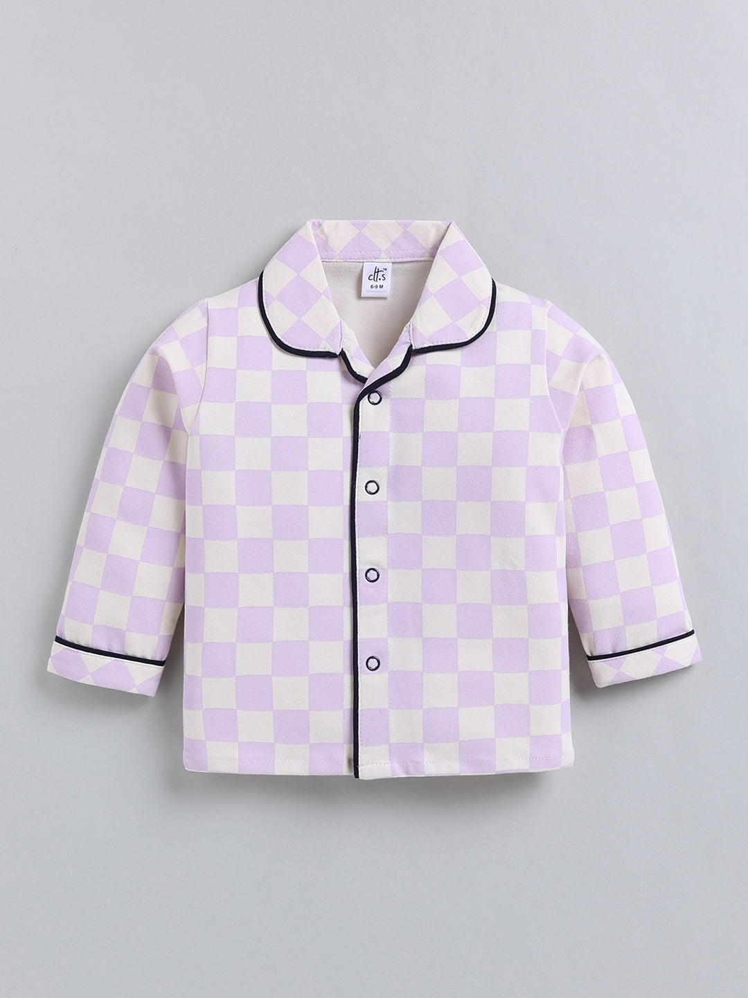 Purple Typography Cotton Full Sleeve Night Suit