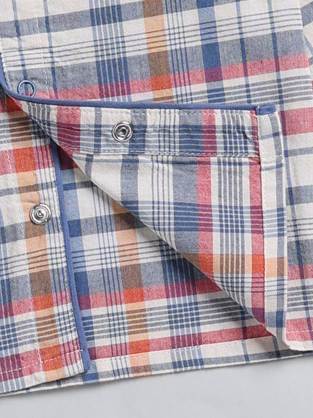 Blue Checked Cotton Full Sleeve Night Suit