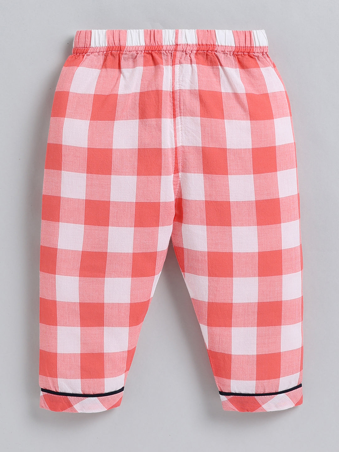 Rust Checked Cotton Full Sleeve Night Suit
